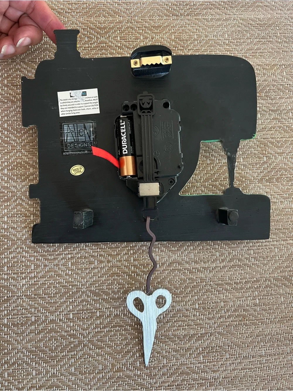 Mint Sewing Machine Wall Clock with Pink Accents